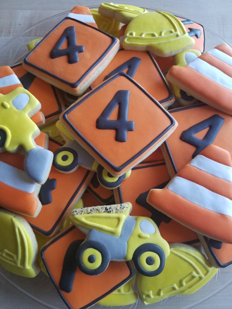 Royal icing with meringue powder used to decorate sugar cookies